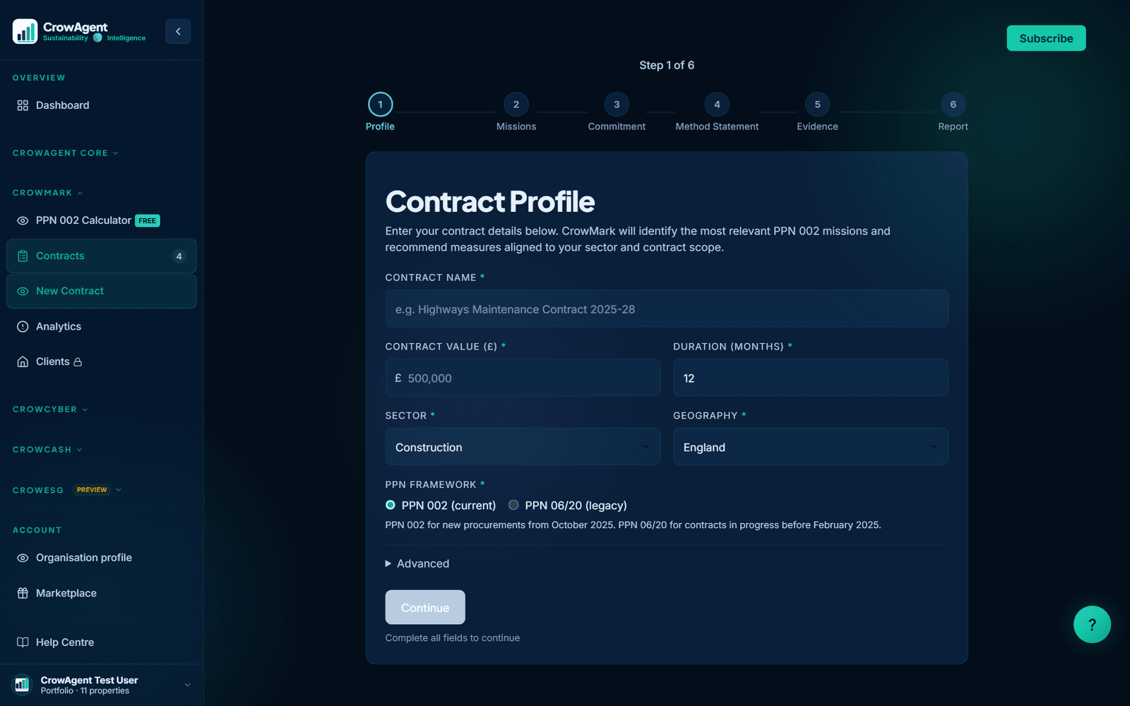 CrowMark new bid scoring workspace